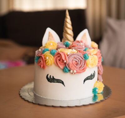 Whimsical unicorn cake